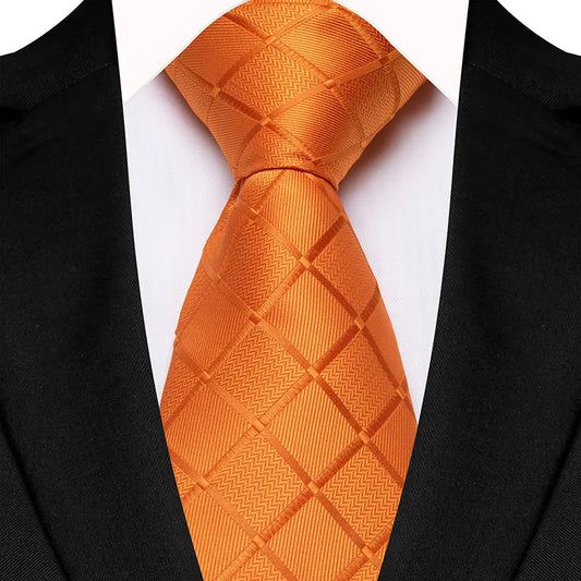 Luxury Jacquard Krawatte Kariert – Orange